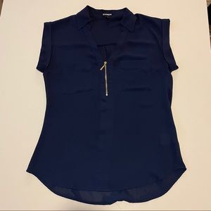 Express Navy Collared Blouse